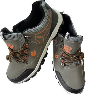 Zuodi Mens Running Hiking Walking Sneakers Orange Gray Black New Size 9 42